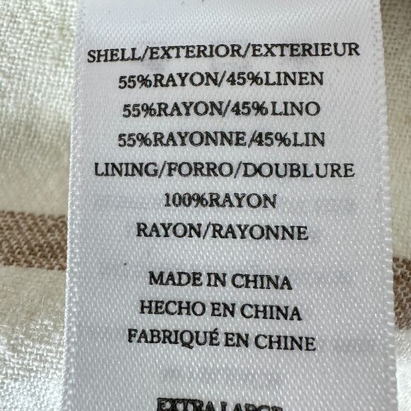 Rails Women's Flynn Mojave Linen Blend Stripe Cream Brown Blazer/Jacket Size XL - Picture 9 of 10